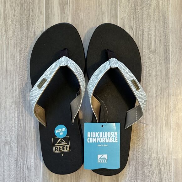 Reef Shoes - Reef Mia Sassy Flip Flops Cushion Comfort Womens sz 8 Snake skin straps/sparkles
